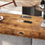 Ensemble de table de salle à manger rectangulaire de 60 pouces à 3 tiroirs avec 3 tabourets en polyuréthane et prises de courant intégrées, mobilier de bar brun aux tons de bois