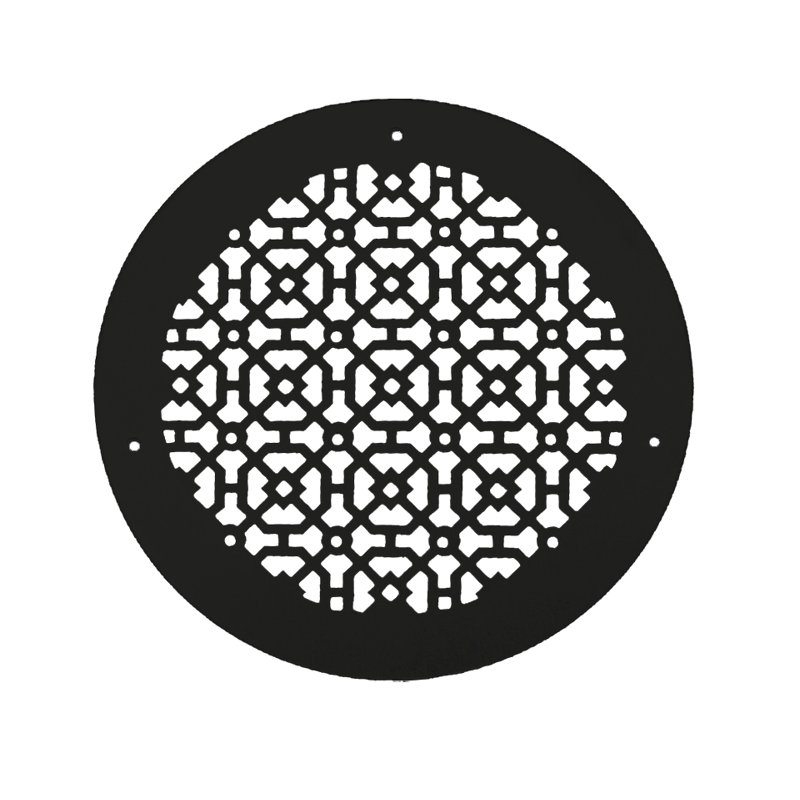 Grille ronde en fonte d'aluminium de 10 po Achtek (12 po au total) thermolaquée, Noir, noir, noir, noir