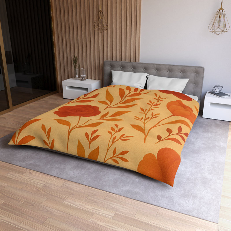 Microfiber Duvet Cover Boho Style, Design 68, Queen Duvet Cover, White
