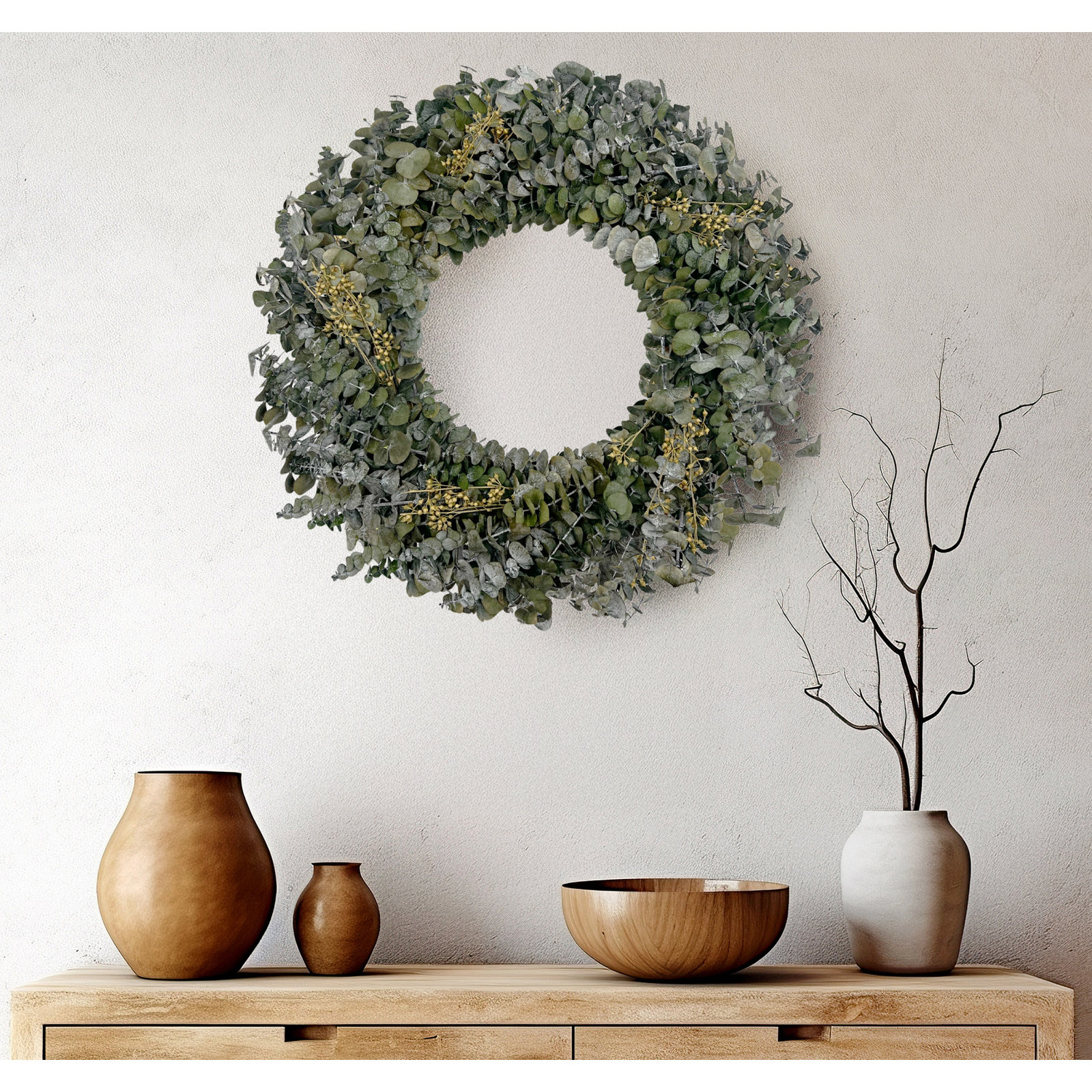 Handcrafted Eucalyptus Wreath, 30" W x 30" H  x 4" D