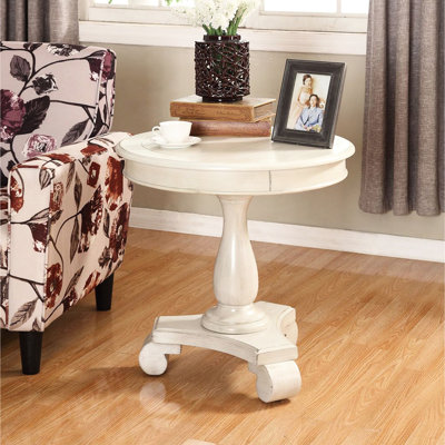 Table d'appoint ronde blanche - Construction en bois de 26 po
