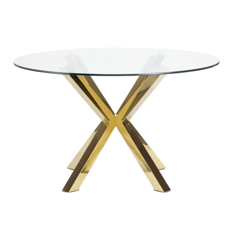 Table de salle à manger à piédestal Tassone, Or