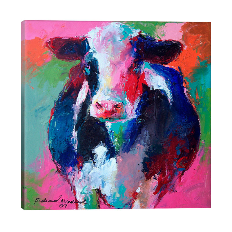 Cow II by Richard Wallich - Painting on Canvas, 45.72 cm H x 45.72 cm W x 1.91 cm D, No Frame
