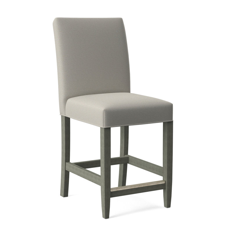 Manhattan Upholstered Stool with Solid Wood Frame, Black Finish, White Performance Fabric; 0851-94
