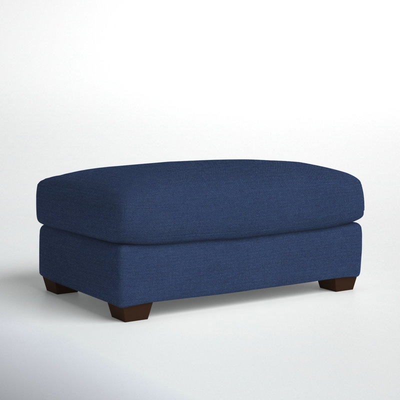 Rhodes Upholstered Ottoman, Canvas Navy Sunbrella® Canvas