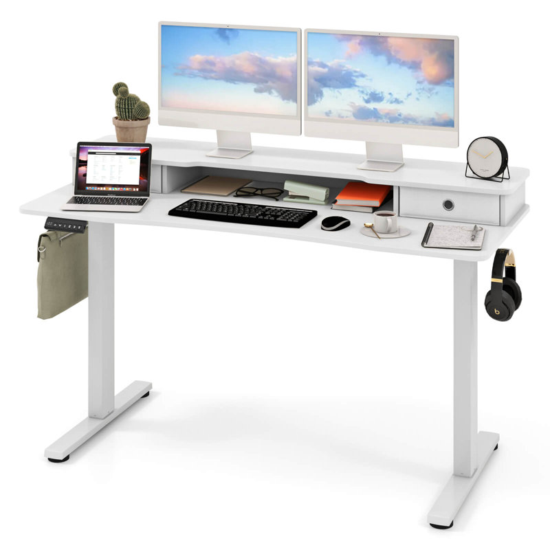 Étagère de rangement électrique avec 2 tiroirs, White, 55" W x 24" D