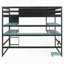 Lit mezzanine en bois avec bureau intégré, rangement latéral, multi-tablettes et éclairage RVB pour une conception peu encombrante-893848352-893848355