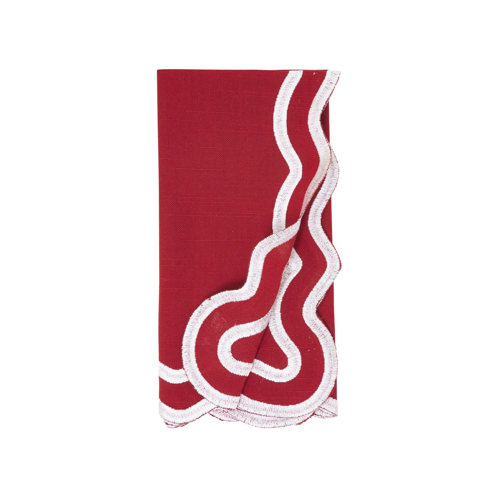 Scalloped Cotton Napkin, Red