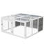 Lapin en bois pour 1 à 4 lapins, cage extérieure avec plateau et porte pliables, enceinte grise, entrée latérale sur le toit