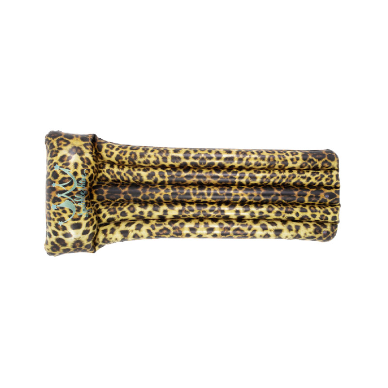 66.5" Inflatable Leopard Print Pool Mattress Float With Built In Pillow
