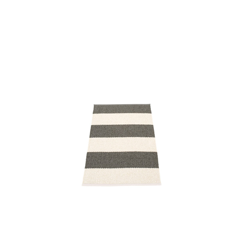 Bob Striped Area Rug in Black/Beige, Charcoal/Beige, Rectangle 2'3" x 4'