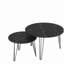 Ensemble de 2 tables basses gigognes rondes de 27,56 po, ensemble de tables de bout gigognes circulaires, plateau de table rond en marbre et base en métal robuste pour le salon, la chambre à coucher, noir