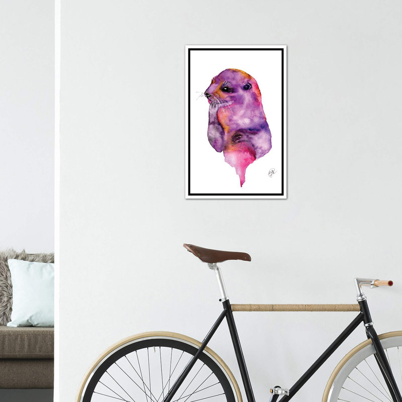 Loutre, art sur toile, H 26 po x l 18 po x P 1,5 po, Toile blanche encadrée