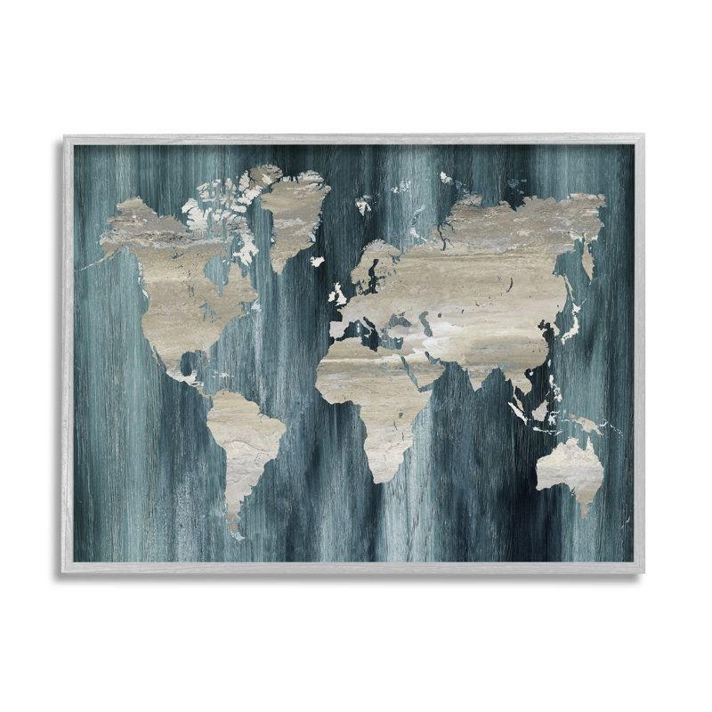 «Rustic Grain Patterned World Map Country Shapes» par Nan - cadre photo, impression sur toile, H 16 po x l 20 po