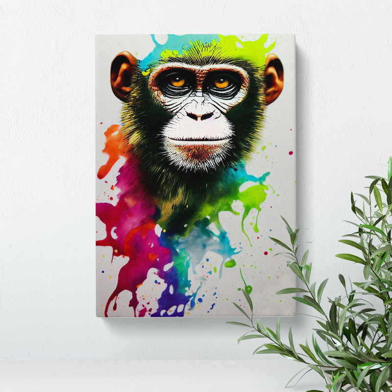 Splashed Monkey No.4 Abstract - Wrapped Canvas, 60cm H x 40cm W x 3cm D