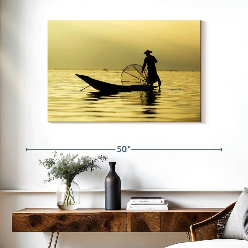 Pêcheur du lac Senne Inle, H 26 po x l 39 po