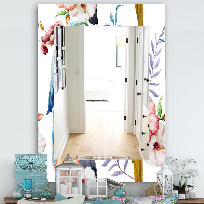 Miroir mural bohémien et éclectique Bloom 38, H 39,4 po x l 29,5 po
