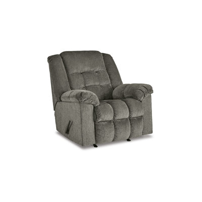 Sancia 45 Inch Chair, Manual Rocker Recliner, Cushioned, Putty Polyester