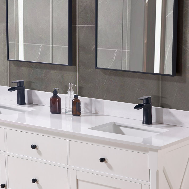 Frosinone 73'' Composite Double Bathroom Vanity Top with Sink, Jazz White