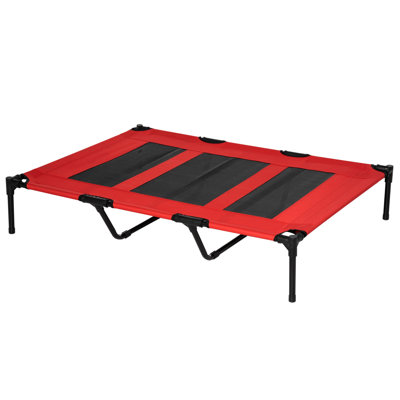 Elevated Portable Pet Bed 48"X36" - Breathable Mesh Cot With Metal Frame. Red. For Indoor, Outdoor, Camping, Travel. Provides A Tranquil Sleeping Environment For Pets 48" X 36" Carry Bag & Mesh.
