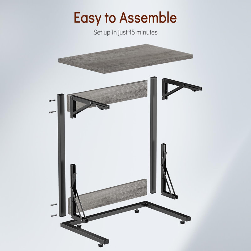 Table de bout Abuzar, Gris / noir