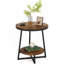 Table de bout industrielle 19,68 "avec tablette de rangement - Table d'appoint ronde à 2 niveaux pour petits espaces, brun rustique - Table de chevet, table de chevet ou table basse robuste pour le salon et la chambre à coucher