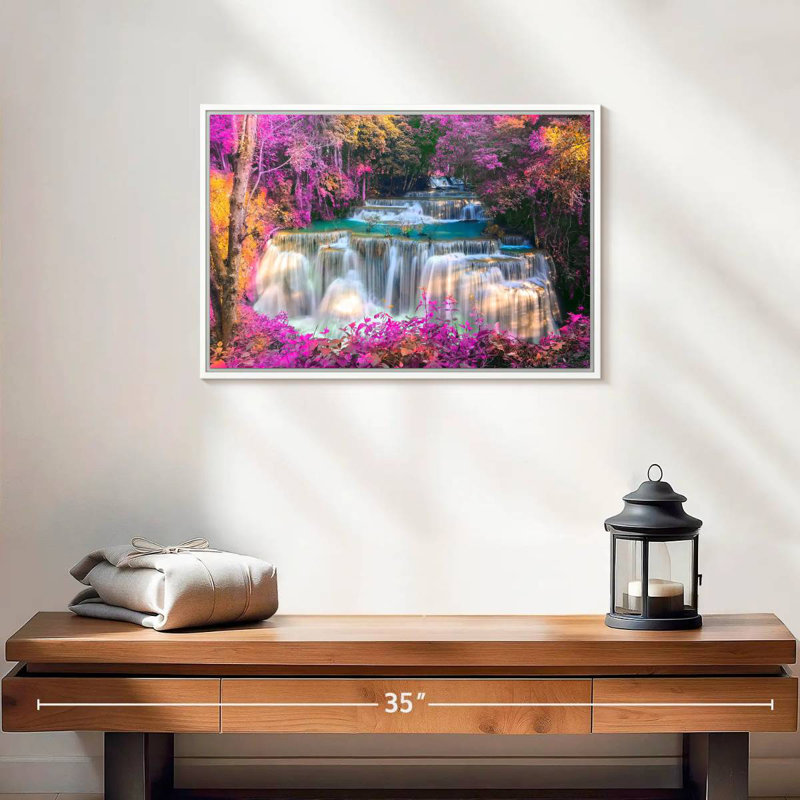 Chutes d'eau, 19 po x 13 po, Cadre flottant blanc