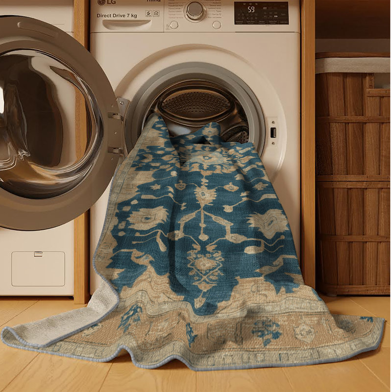 Tapis brun lavable à la machine, Carré 7 pi