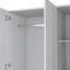 Armoire à miroir 3 portes avec deux tiroirs, quatre tablettes et tringle blanche