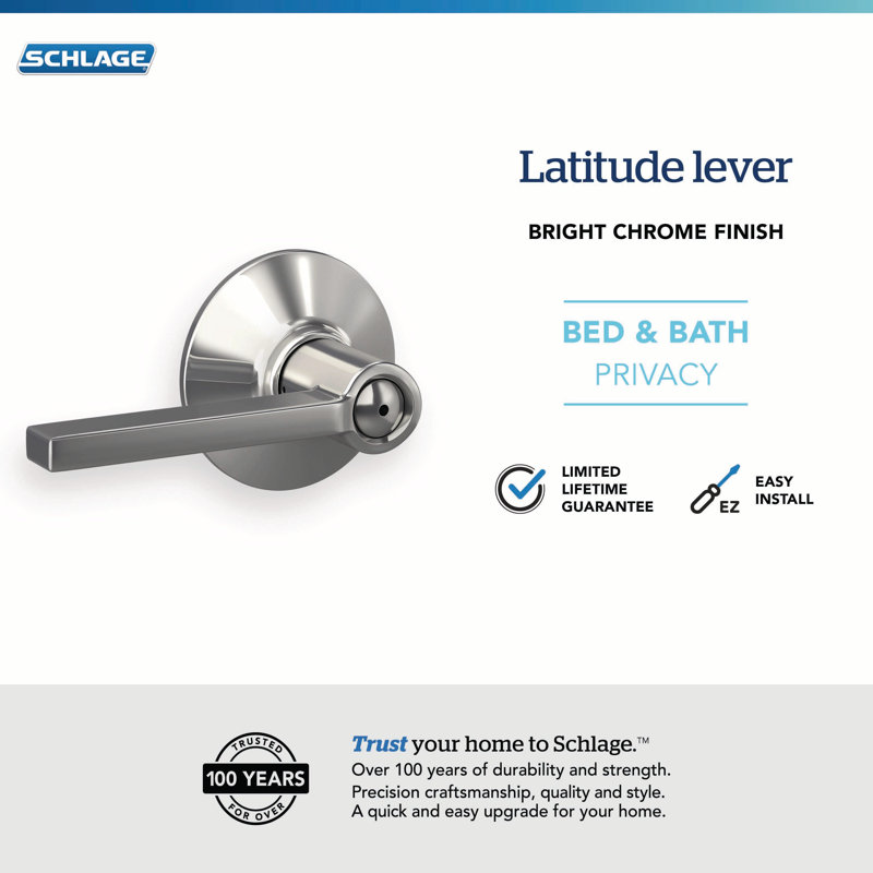 Serrure de lit et de baignoire Latitude, Chrome poli