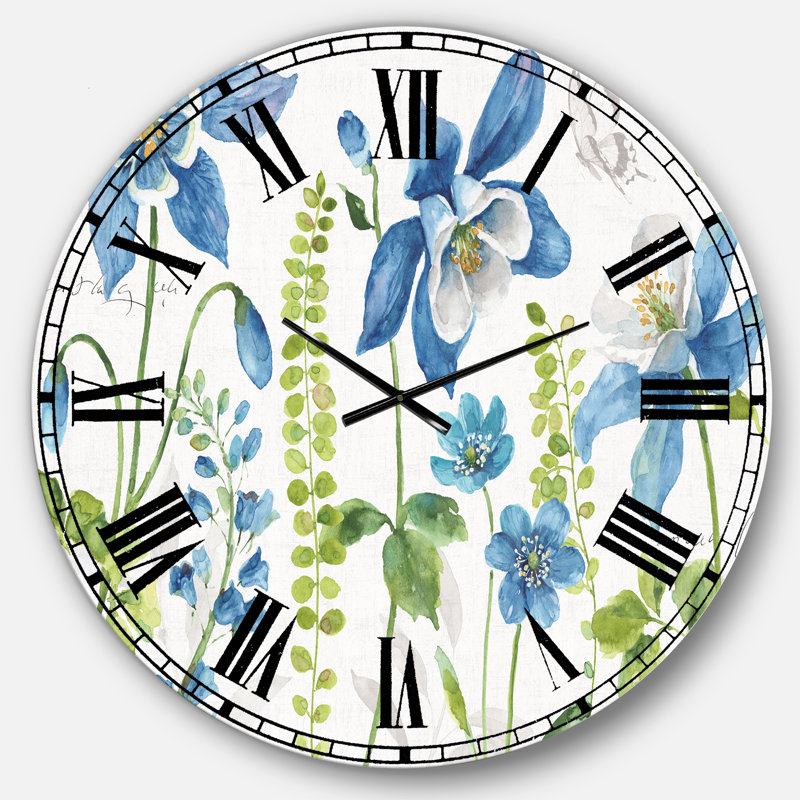 Horloge murale traditionnelle Bluebell and Columbine, Grand