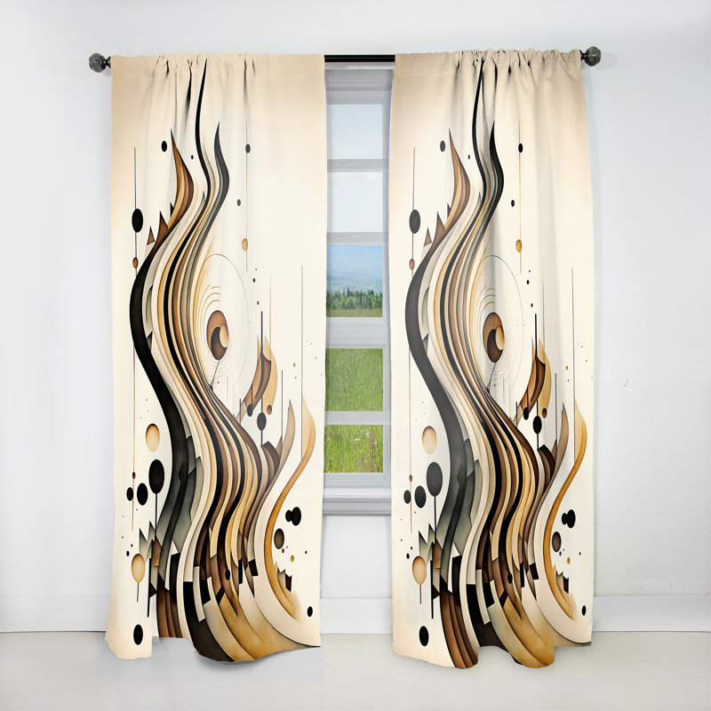 Barrone - brun et noir mouvement III - rideau moderne - velours obscurcissant - 1 panneau, L 52 po x L 95 po
