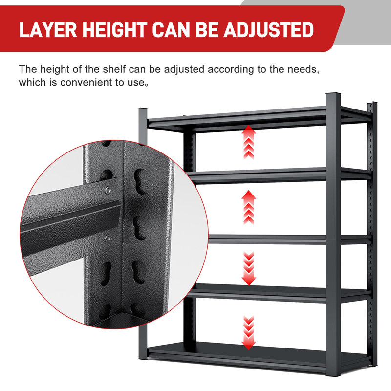 Tablettes de rangement robustes à 5 niveaux à hauteur réglable, H 72 po x l 23,6 po x P 47,2 po