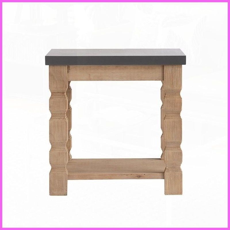 Rustique contemporain gris béton & amp; Table basse en bois - point focal élégant pour le salon, compacte 23,8 x 23,8 x 24 pouces