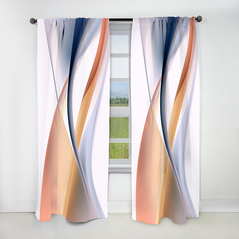 Rideau fractal occultant orange / bleu / orange Fractal VI - 1 rideau, L 52 po x L 84 po