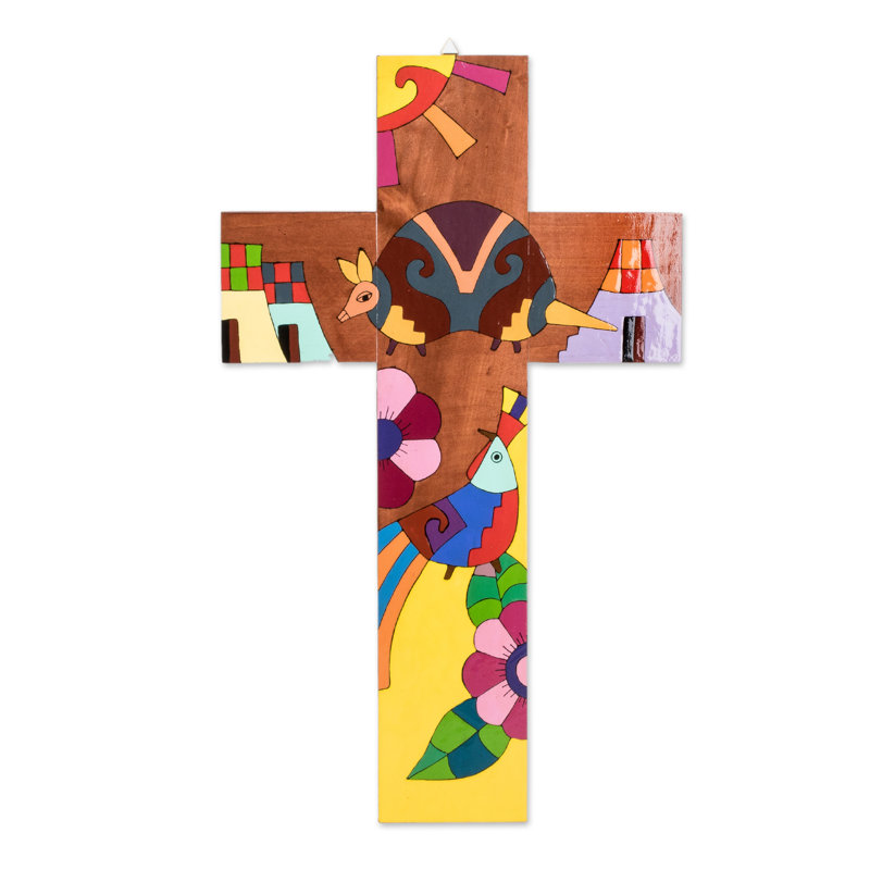 Croix murale en bois Rosalind Wheeler faite à la main Nature & Peace