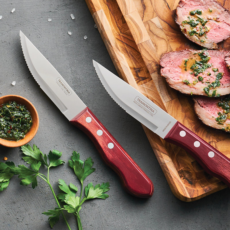 Tramontina Porterhouse Steak Knife Set, Red