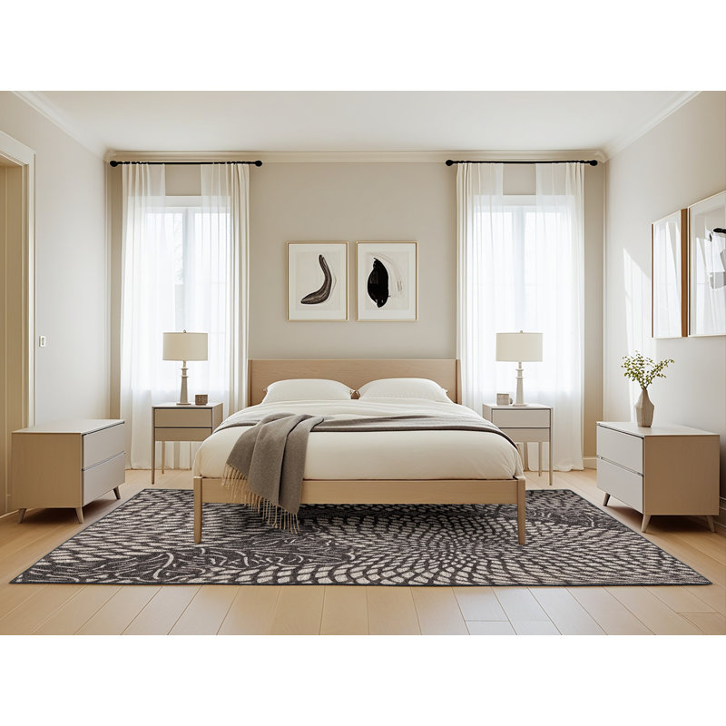 Tapis à motifs gris, Rectangle 5' x 8'