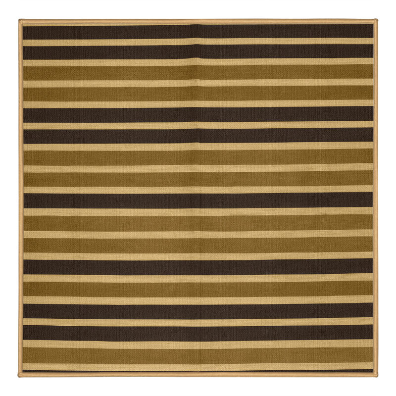 Tapis brun à rayures horizontales lavable à la machine, Carré 6 pi