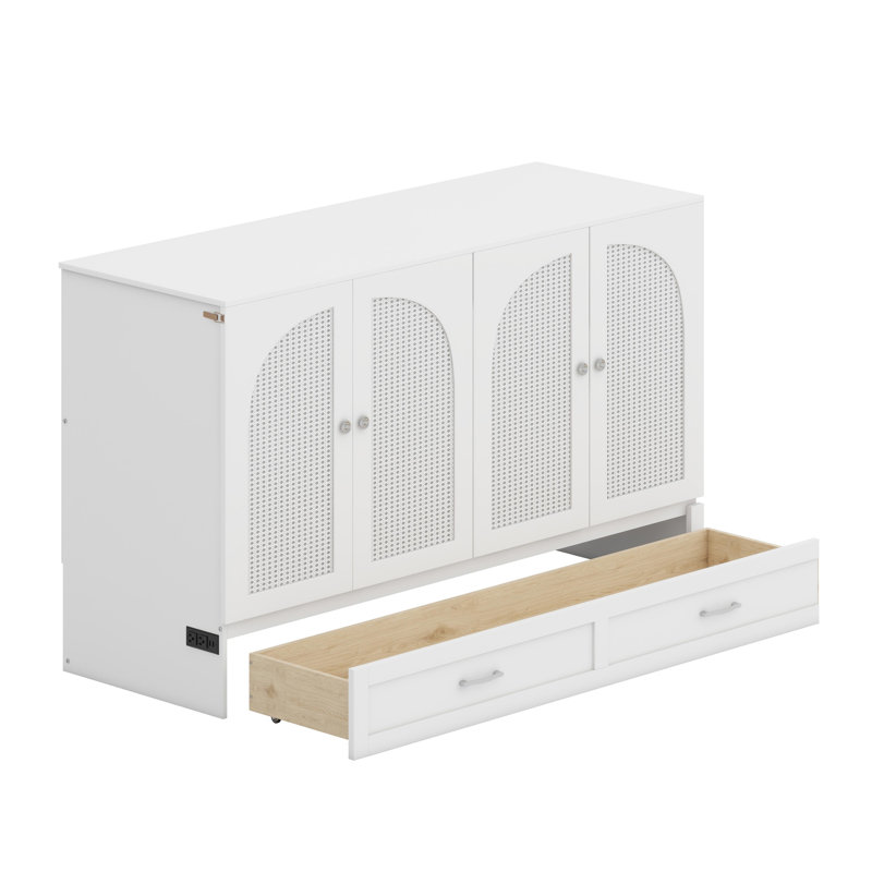 Lit escamotable avec tiroirs de rangement Murphy, White