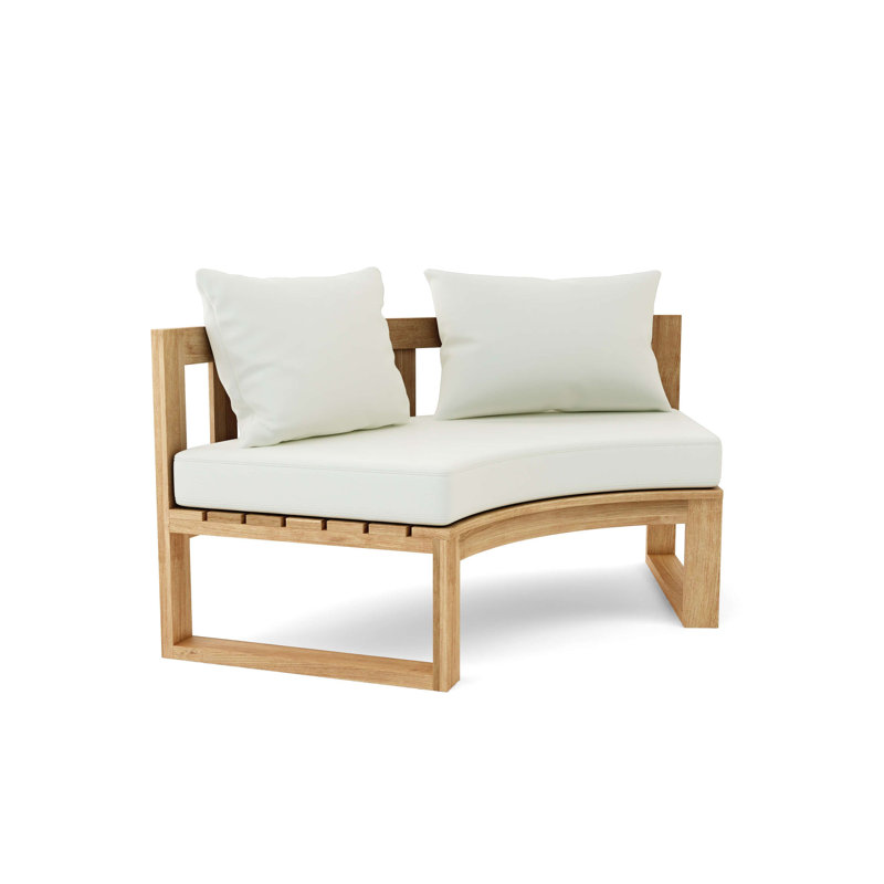 Circular Modular Outdoor Teak Bench, Canvas Natural Sunbrella® Canvas