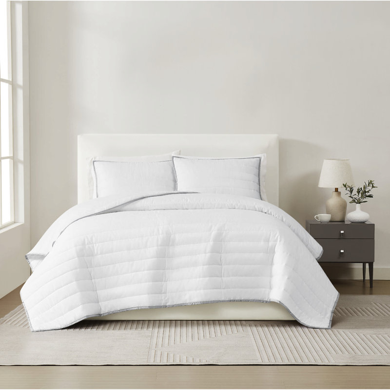 Ensemble de courtepointe en satin de coton 3 pièces Christian Siriano NY®, Courtepointe pour simple TG + 1 taie décorative s