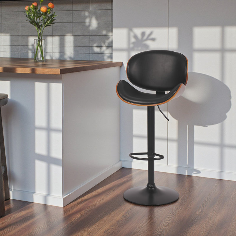 Tabourets de bar pivotants rembourrés modernes Zager, Noir, 2