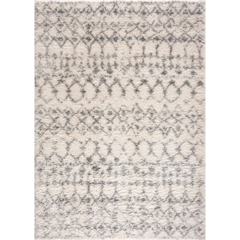 Tapis abstrait moderne de la collection rétro Raschad (5 pi x 8 pi) - 5 pi 3 po x 7 pi 6 po, ivoire