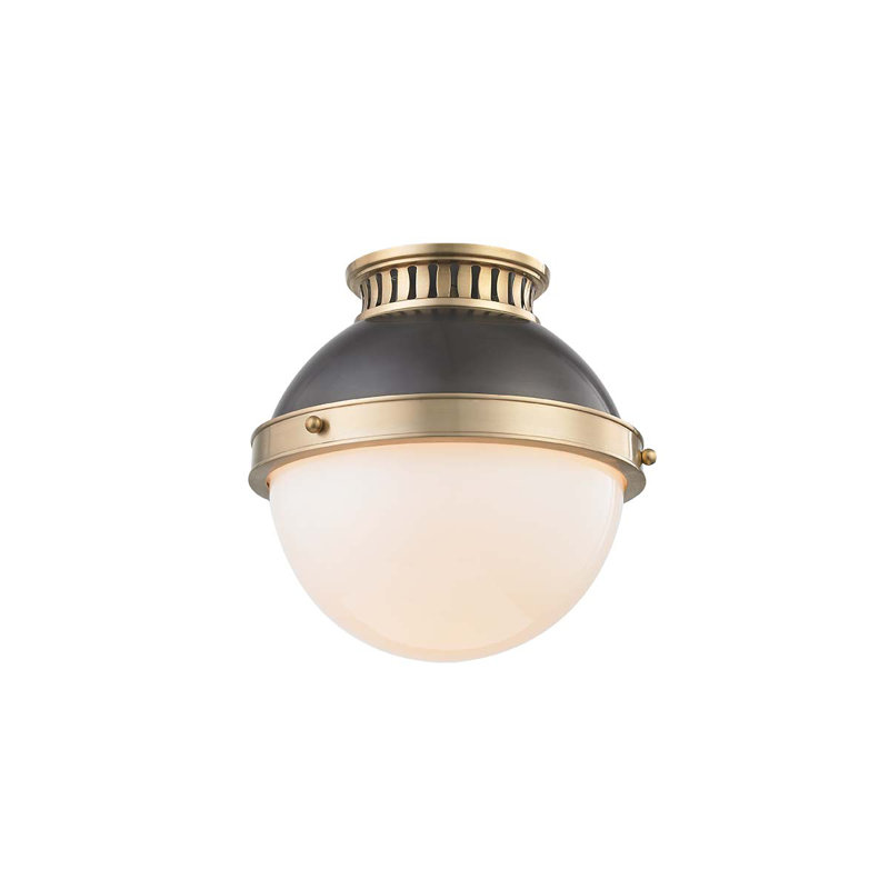 Latham 1 - Light Flush Mount, Aged/Antique Distressed Bronze, 9" H x 9.5" W x 9.5" D