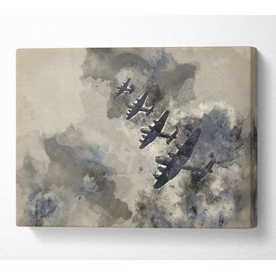 Raf Bombers In Flight - Wrapped Canvas Print