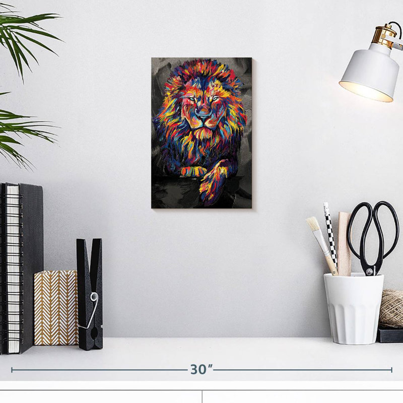Brampt Lion Lounge couleur abstraite, H 12 po x l 8 po