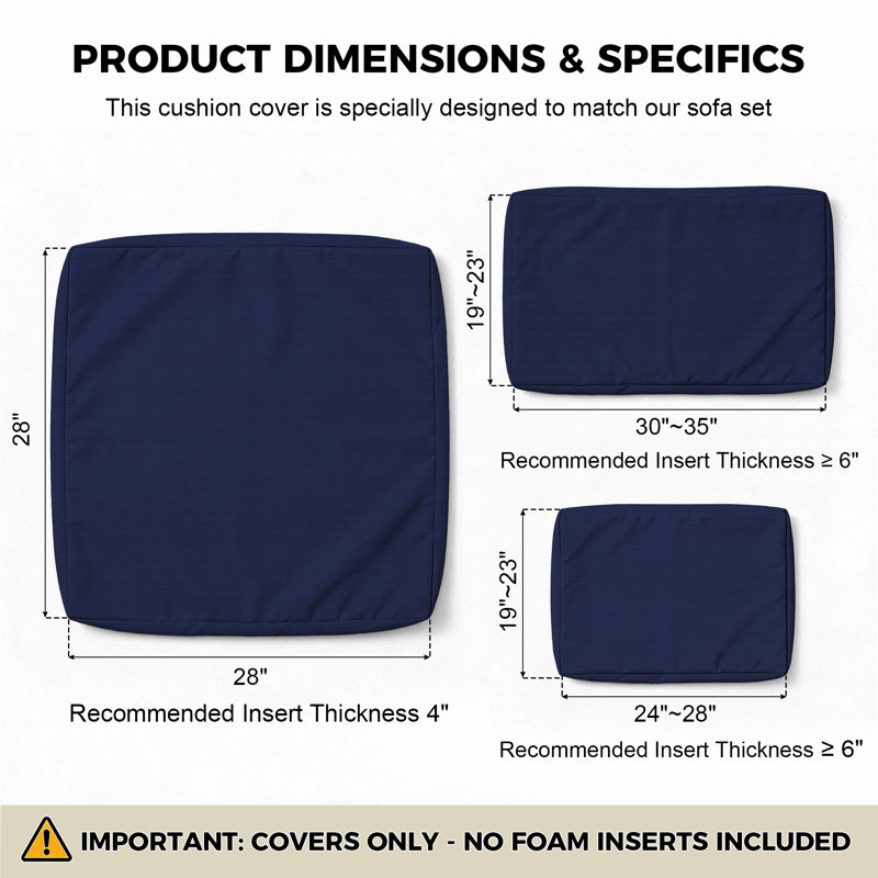 Housse de coussin pour l'extérieur 6 pièces, Marine
