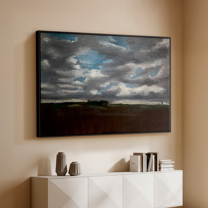 Paysage étendu avec des nuages gris, v. 1821-1822 - John Constable - Toile tendue avec châssis encadrée, 26 x 40, Noyer
