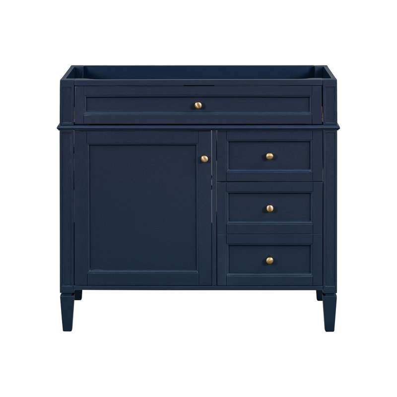 Meuble-lavabo de 36 po sans lavabo supérieur, armoire de rangement moderne avec 2 tiroirs et un tiroir basculant, structure en bois massif
